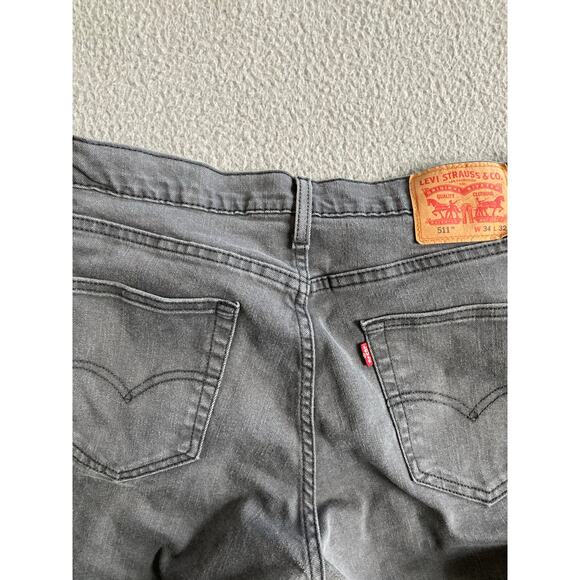 Levi's 511 Jeans Mens 34 x 32 Slim Straight Leg Zip Up Gray Denim Pant (32 x 30) - Picture 4 of 13